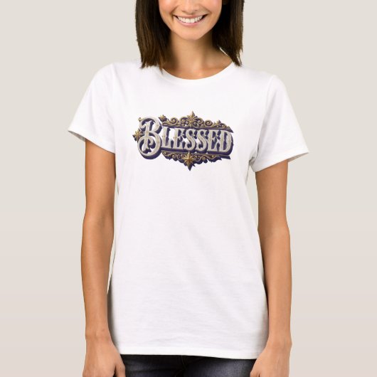 Uniek BLESSED Statement Design T-shirt (Voorkant)