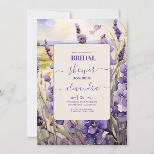 Uniek bloemenlavendel vrijgezellenfeest kaart (Voorkant)