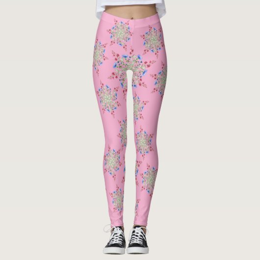 Uniek Bloemmotief Ontwerp Leggings (Voorkant)