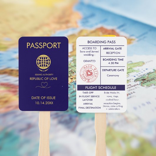 Uniek Blue Destination Wedding Passport Programma Handwaaier