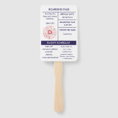 Uniek Blue Destination Wedding Passport Programma Handwaaier (Achterkant)