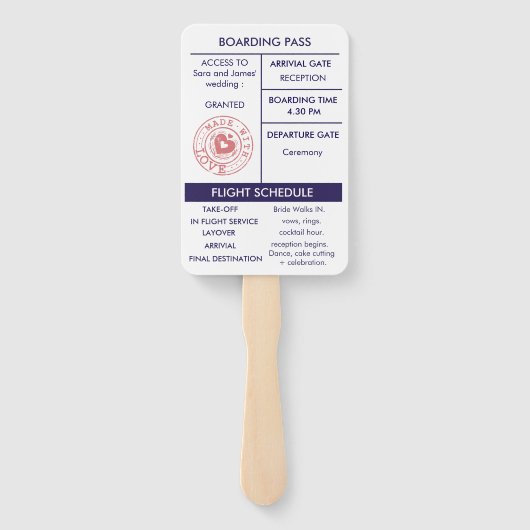 Uniek Blue Destination Wedding Passport Programma Handwaaier (Achterkant)