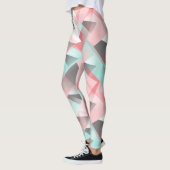 Uniek Blush Coral Pink Mint Green Art Patroon Leggings (Links)