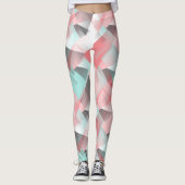 Uniek Blush Coral Pink Mint Green Art Patroon Leggings (Voorkant)