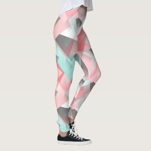 Uniek Blush Coral Pink Mint Green Art Patroon Leggings (Rechts)