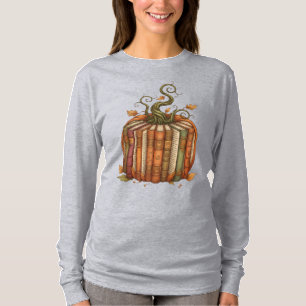 Uniek boek Pompoen Reader Herfst Lange Mouw T-shir T-shirt