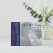 Uniek botanisch blauw Sla de datum op Aankondigingskaart (Staand voorkant)