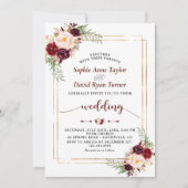 Uniek Bourgondië Marsala bloemschrift handgeschrev Kaart (Voorkant)