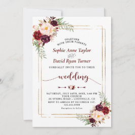 Uniek Bourgondië Marsala bloemschrift handgeschrev Kaart