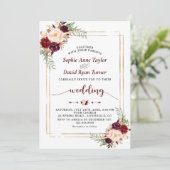 Uniek Bourgondië Marsala bloemschrift handgeschrev Kaart (Staand voorkant)