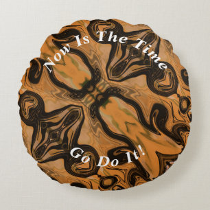 Uniek bruin Abstract marmer vloeibaar Rond Kussen