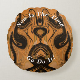 Uniek bruin Abstract marmer vloeibaar Rond Kussen