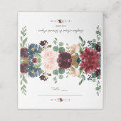 Uniek Burgundy Blue Floral Table Number Plaatskaartje (Buitenkant ongevouwen)