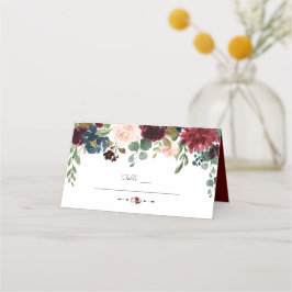 Uniek Burgundy Blue Floral Table Number Plaatskaartje