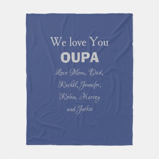 Uniek cadeau voor Oupa, aangepaste namen, Schattig Fleece Deken (Voorkant)
