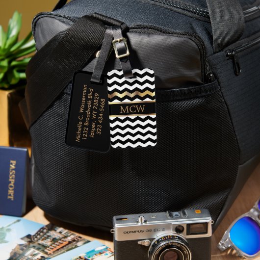 Uniek Chevron Pattern | Monogram Bagagelabel (Voorkant /achterkant)