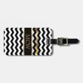 Uniek Chevron Pattern | Monogram Bagagelabel (Voorkant horizontaal)