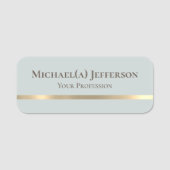 Uniek Chic Bord Lichtblauw & Goud: Modern Elegant Naamplaatje (Voorkant)