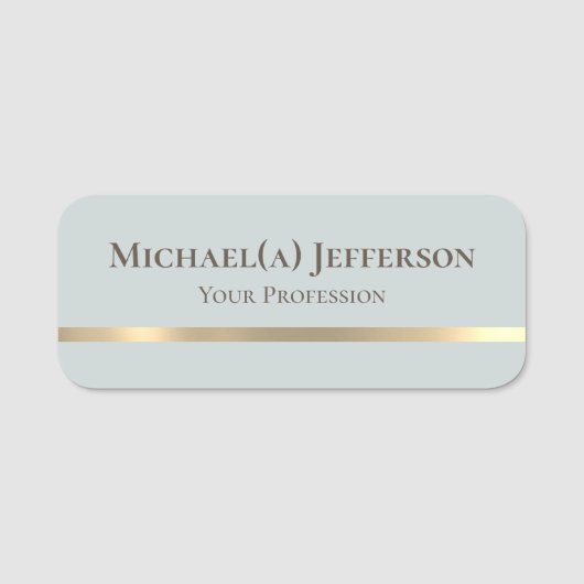 Uniek Chic Bord Lichtblauw & Goud: Modern Elegant Naamplaatje (Voorkant)