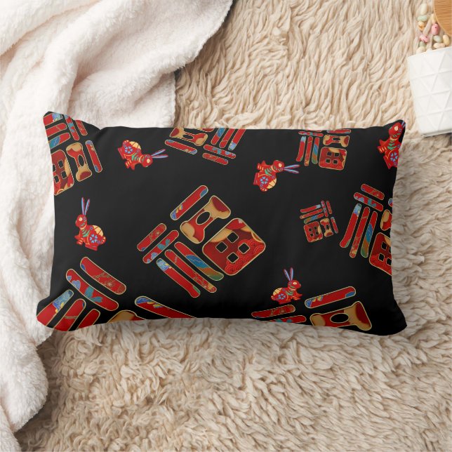 Uniek Chinees 福 Blessings Rabbits Year Kussen (Deken)