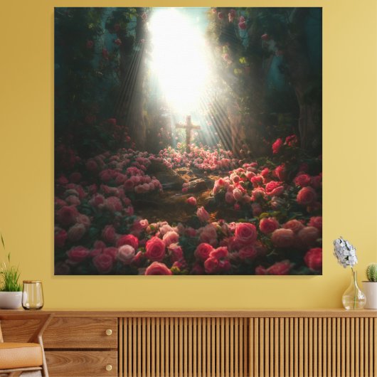 Uniek Christelijk kruisdoek voor spirituele inrich Canvas Afdruk (Insitu (Woonkamer))