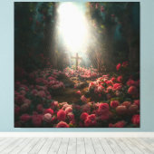 Uniek Christelijk kruisdoek voor spirituele inrich Canvas Afdruk (Insitu (Houten vloer))