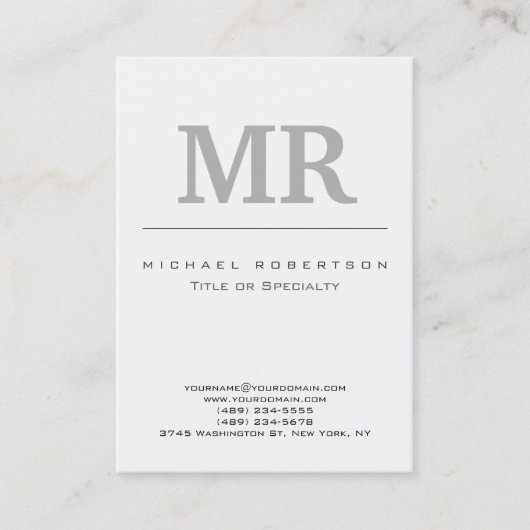 Uniek Chubby Modern Gray White Visitekaartje (Voorkant)
