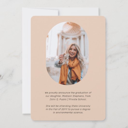 Uniek Classy Retro Curved Photo Afstuderen Aankondiging (Achterkant)