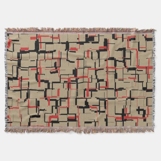 uniek COOL Beige Red Black-patroon Deken (Voorkant)