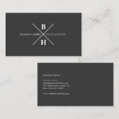 UNIEK & COOL MODERN MONOGRAM OP DONKERGRIJS VISITEKAARTJE (Voorkant / Achterkant)