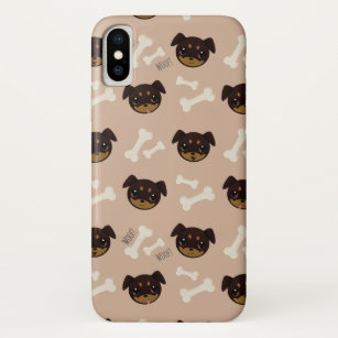 Uniek Cute Rottweiler Puppy & Bot Patroon Case-Mate iPhone Case