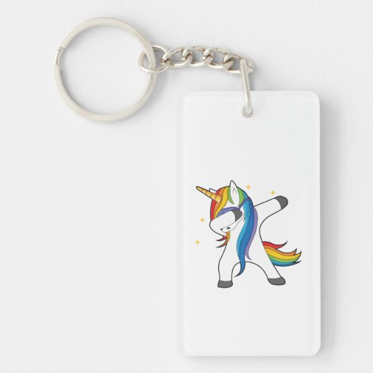 Uniek Cute Unicorn Dabbing Sleutelhanger (Voorkant)