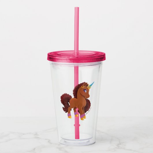 Uniek De Eenhoorn Staande Trots Acryl Drinkbeker (Voorkant)