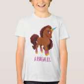 Uniek De Eenhoorn Staande Trots Tri-Blend Shirt (Voorkant)