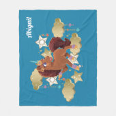 Uniek de eenhoorn sterren & wolken fleece deken (Voorkant)