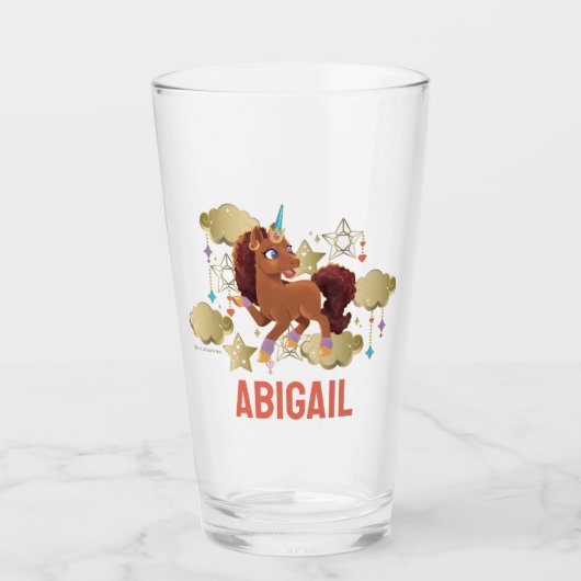 Uniek de eenhoorn sterren & wolken glas (Voorkant)