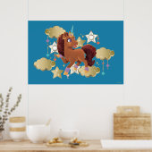 Uniek de eenhoorn sterren & wolken poster (Keuken)
