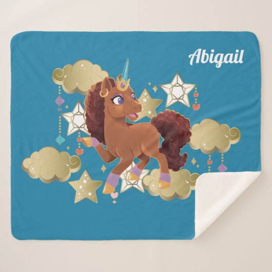 Uniek de eenhoorn sterren & wolken sherpa deken (Voorkant (horizontaal))