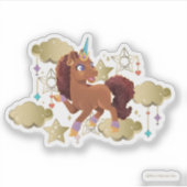 Uniek de eenhoorn sterren & wolken sticker (Voorkant)