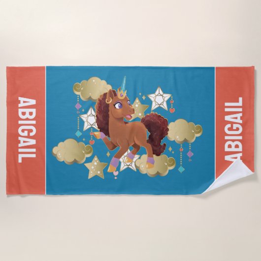 Uniek de eenhoorn sterren & wolken strandlaken (Voorkant)