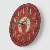 Uniek decoratief notisch rood  scharnierwiel grote klok (Hoek)