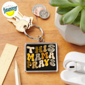 Uniek Deze mama bidt Quote Square Sleutelhanger