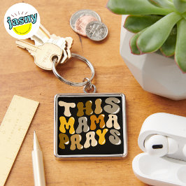 Uniek Deze mama bidt Quote Square Sleutelhanger