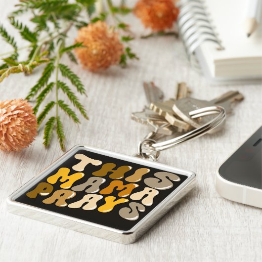 Uniek Deze mama bidt Quote Square Sleutelhanger (Zijkant)