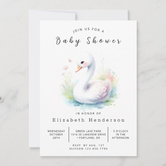 Uniek digitaal zwaan Baby shower Kaart (Voorkant)