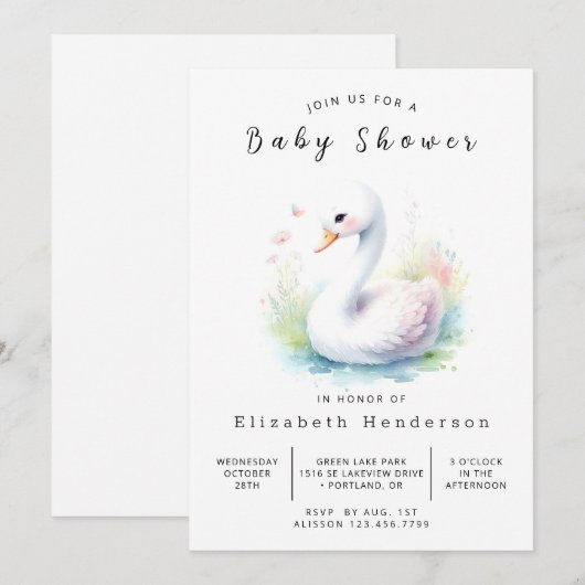 Uniek digitaal zwaan Baby shower Kaart (Voorkant / Achterkant)