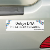 Uniek DNA vanaf het moment van conceptie. Bumpersticker (Op auto)