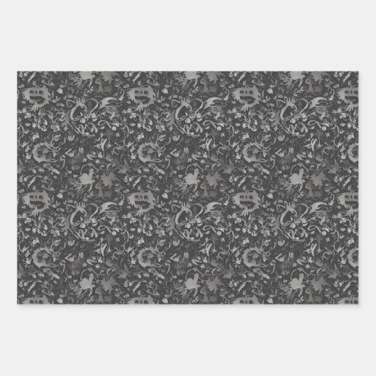 Uniek donkerbruin gothisch neuraal fractaal ontwer inpakpapier vel (Voorkant 3)