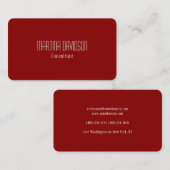 Uniek donkerrood, eenvoudig, modern visitekaartje (Voorkant / Achterkant)