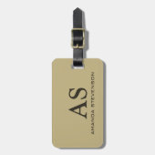 Uniek Ecru Beige Colour Monogram Bagagelabel (Voorkant verticaal)